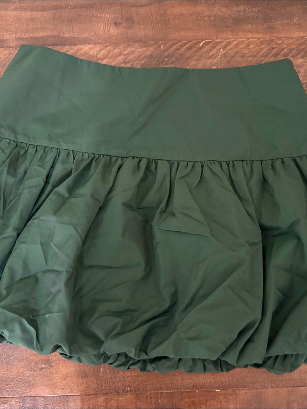 Dark Green Gathered Bubble Skirt